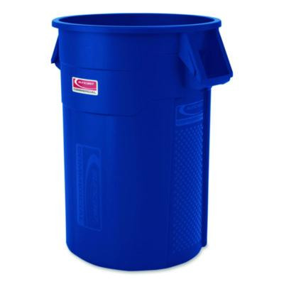 Injection Molded Utility Trash Can, 44 Gal, Plastic/Resin, Blue
