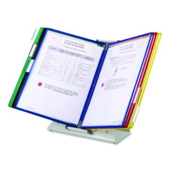 Antimicrobial Desktop Reference And Display System, 10 Panels With Assorted Borders, White Base