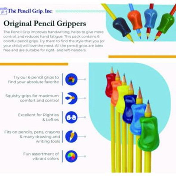 Original Pencil Grip, 1" Long, Assorted Colors, 72/Carton