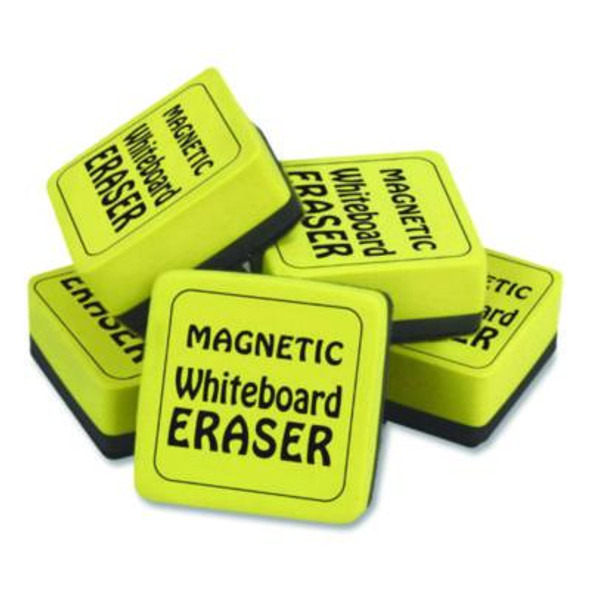 Whiteboard Magnetic Eraser, 2" x 2" x 1", Black; Yellow, 144/Carton