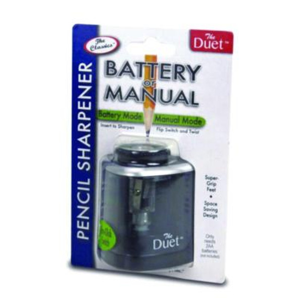 2-In-1 Sharpener, Battery/Manual-Powered, 6.13 x 3, Black, 24/Carton
