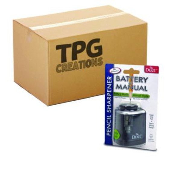 2-In-1 Sharpener, Battery/Manual-Powered, 6.13 x 3, Black, 24/Carton