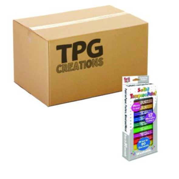 Kwik Stix Tempera Paint Set, Regular Size, 0.7" x 3.5", 12 Assorted Metallic Colors, 12/Pack, 12 Packs/Carton
