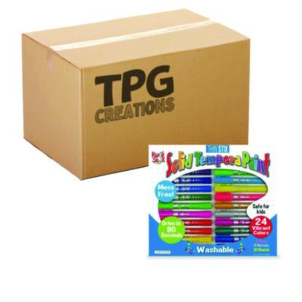 Thin Stix Tempera Paint Set, 12 Assorted Metallic Colors, 24/Set, 6 Sets/Carton