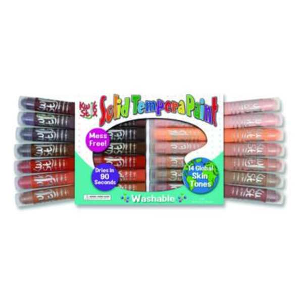 Kwik Stick Tempera Paint, 0.7" x 3.5", Assorted Skintones, 14 Sticks/Pack, 12 Packs/Carton