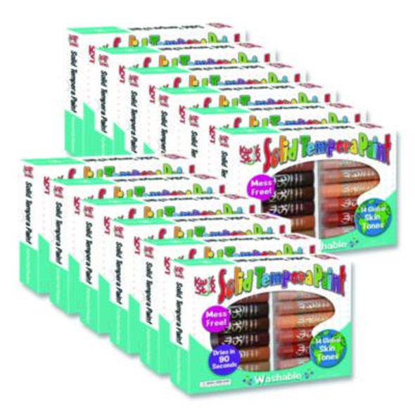 Kwik Stick Tempera Paint, 0.7" x 3.5", Assorted Skintones, 14 Sticks/Pack, 12 Packs/Carton