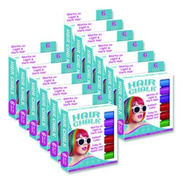 Hair Chalk, Assorted Colors, 6/Pack, 12 Packs/Carton