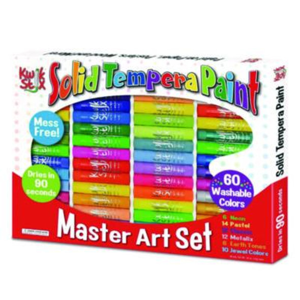 Kwik Stix Tempera Paint Set, Regular Size, 0.7" x 3.5", 60 Assorted Colors, 60/Pack, 3 Packs/Carton
