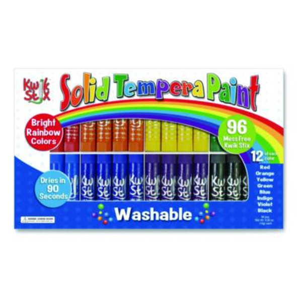 Kwik Stix Tempera Paint Set, 8 Assorted Colors, 96 Paint Sticks/Pack, 2 Packs/Carton