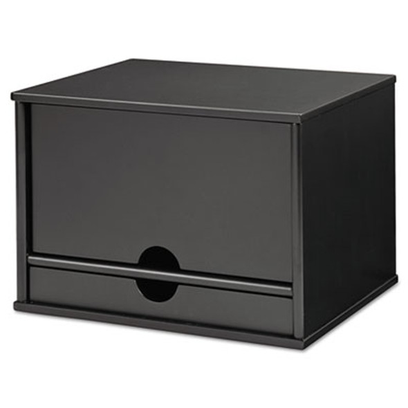 Midnight Black Collection Desktop Organizer, 5 Compartments, Mdf, 13.3 x 10.5 x 9.4, Black