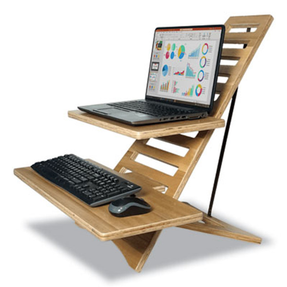 Dc175A High Rise Acacia Wood Laptop Standing Desk, 24.7x11.8x24, Brown Woodgrain, Supports 20 Lbs