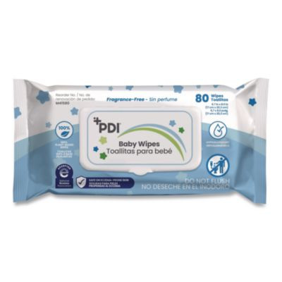 Baby Wipes, 1-Ply, 6.7 x 8, Fragrance-Free, White, 80/Pack, 12 Packs/Carton