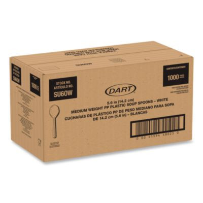 Style Setter Medium Weight Polypropylene Cutlery, Soup Spoon, Plastic, White, 1,000/Carton