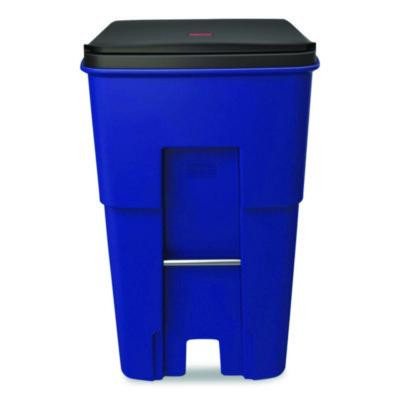 Square Brute Rollout Container, 95 Gal, Resin, Blue