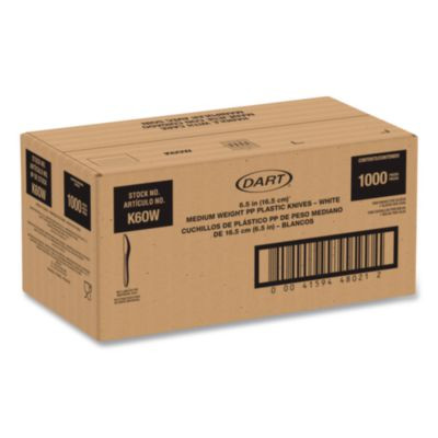 Style Setter Medium Weight Polypropylene Cutlery, Knife, Plastic, White, 1,000/Carton