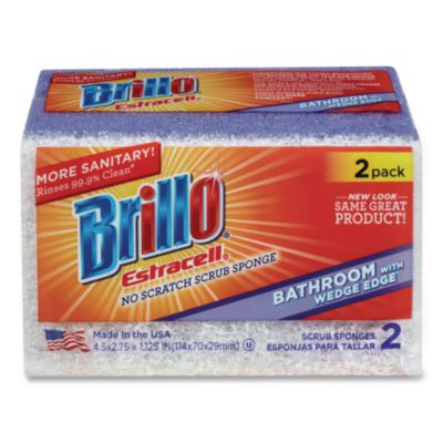 Estracell Bathroom Sponge, 4.5 x 2.75, 1.12" Thick, Purple/White, 2 Sponges/Pack, 12 Packs/Carton