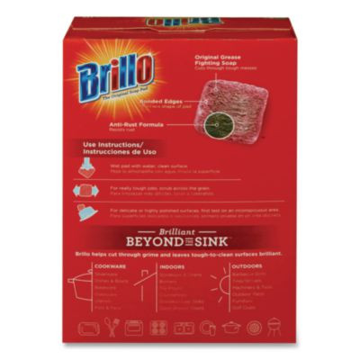 Steel Wool Soap Pads, 2.5 x 3, Gray/Pink, 10 Pads/Box, 12 Boxes/Carton