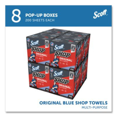 Shop Towels Original, 1-Ply, 9 x 12, Unscented, Blue, 200/Box