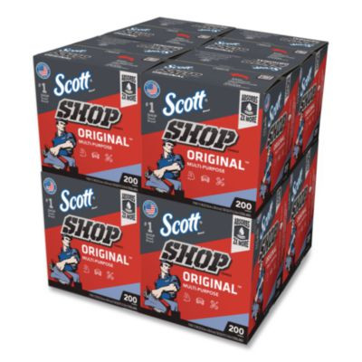 Shop Towels Original, 1-Ply, 9 x 12, Unscented, Blue, 200/Box
