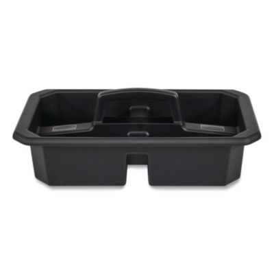 Cleaning Caddy, Compatible With Full Size And Compact Housekeeping Carts, Plastic, Black, 6/Carton