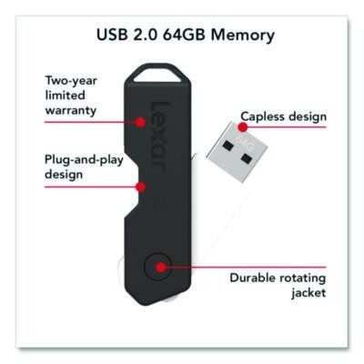 Twist Turn2 Usb 2.0 Flash Drive, 64 Gb, Black