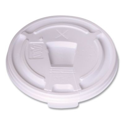 Plastic Lids For Foam Cups And Bowls, Drink-Thru, Fits 10 Oz Hot Cups, White, 1,000/Carton