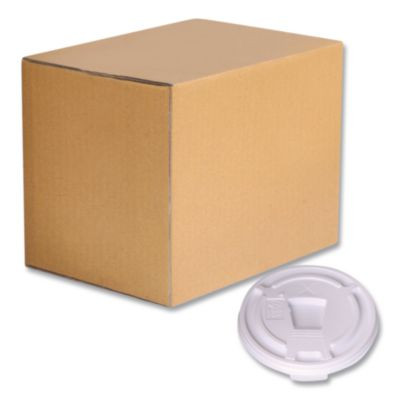 Plastic Lids For Foam Cups And Bowls, Drink-Thru, Fits 10 Oz Hot Cups, White, 1,000/Carton