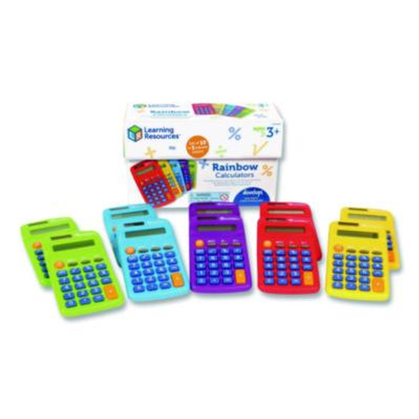 Rainbow Calculators, 8-Digit, Lcd, 10 Calculators