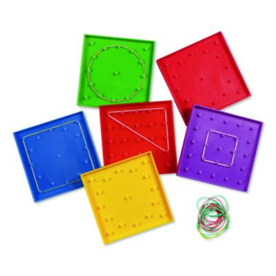 Double-Sided Assorted Geoboards, Grades K To 3, 5" x 5", Assorted Colors, 6 Pieces