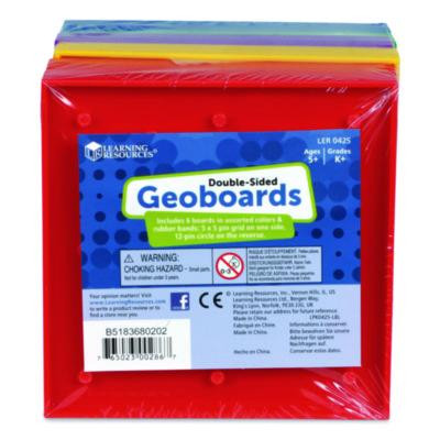 Double-Sided Assorted Geoboards, Grades K To 3, 5" x 5", Assorted Colors, 6 Pieces