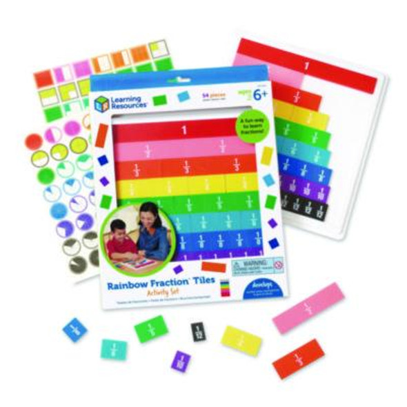 Rainbow Fraction Tiles With Tray, Grades 1 To 3, 54 Pieces
