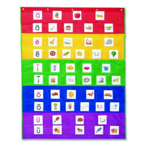 Rainbow Pocket Chart, 10 Pockets, 33.5" w x 42" h, Assorted Colors