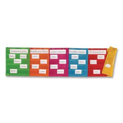 Magnetic Pocket Chart Squares, Classroom/Teacher Organizer Set, 7 Pockets, Assorted Colors, Set Of 6