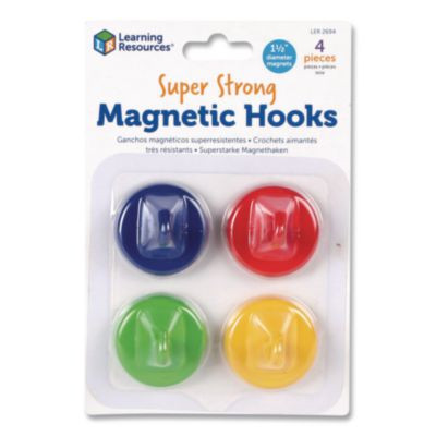 Super Strong Magnetic Hooks, Small, 1.5" Diameter, Assorted Colors, 4 Pieces