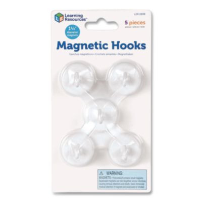 Magnetic Hooks, Small, 1.25" Diameter, White, 5 Pieces