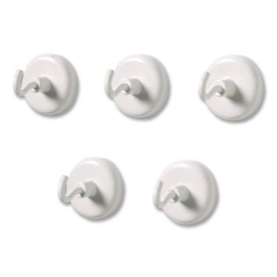 Magnetic Hooks, Small, 1.25" Diameter, White, 5 Pieces