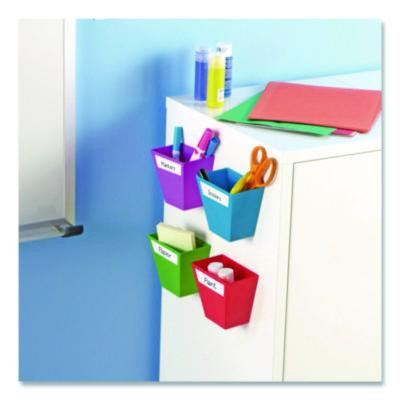 Magnetic Create-a-Space Storage Bins, 2" x 3.75" Assorted Colors, 4 Bins