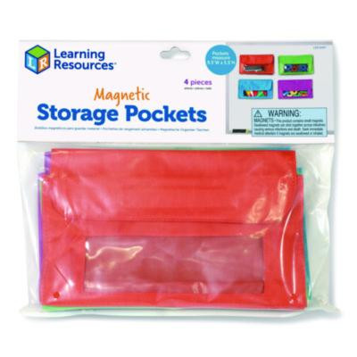 Magnetic Storage Pockets, 9.5" x 1" x 5.5", Assorted Colors, 4 Pockets