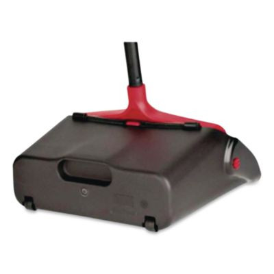 Maxiplus Lobby Dustpan, 13.5 x 36, 33" Handle, Plastic, Black/Red