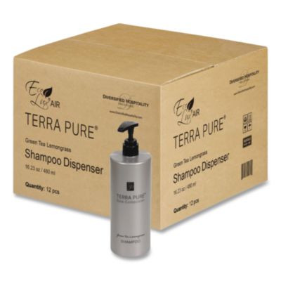 Terra Pure Shampoo Air Pump, Green Tea Lemongrass Scent, 16.23 Oz Bottle, 12/Carton