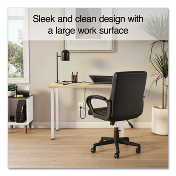 Essentials Writing Table-Desk, 42" x 23.82" x 29.53", Natural Wood/Silver