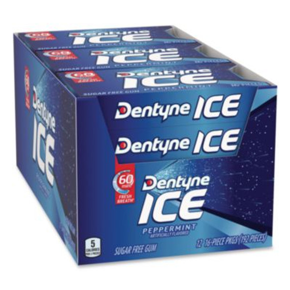Sugarless Gum, Peppermint Flavor, 16 Pieces/Pack, 12 Packs/Carton