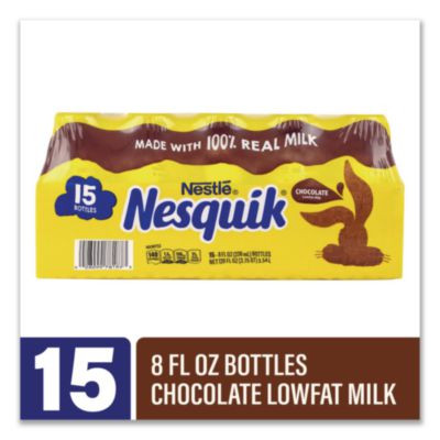 Nesquik Chocolate Lowfat Milk, 8 Oz Bottle,  15/Carton