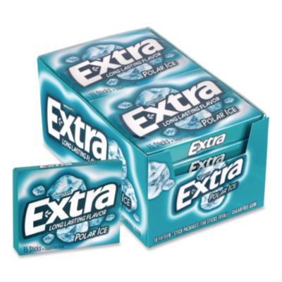 Extra Polar Ice Sugar-Free Gum, Polar Ice, 15 Sticks/Pack, 10 Packs/Carton