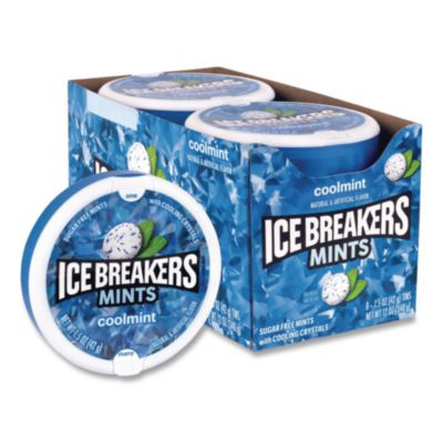 Sugar-Free Cool Mints, Coolmint, 1.5 Oz Tin, 8 Tins/Carton