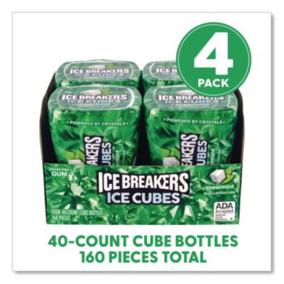 Ice Cubes Spearmint Sugar-Free Gum, Spearmint, 40 Cubes/Bottle, 4 Bottles/Carton