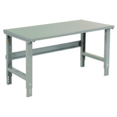 Standard Duty Steel Top Adjustable Height Workbench, 2,000 Lbs, 60 x 30 x 30.88 To 36.88, Gray