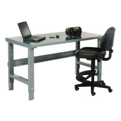 Standard Duty Steel Top Adjustable Height Workbench, 2,000 Lbs, 60 x 30 x 30.88 To 36.88, Gray