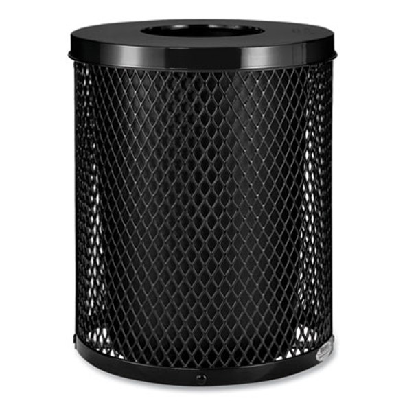Outdoor Diamond Steel Trash Can, 36 Gal, Black