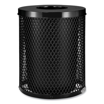 Outdoor Diamond Steel Trash Can, 36 Gal, Black